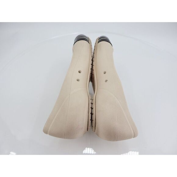Crocs Ballet Flats Women’s Size 6 M Cream Black Cap Toe Slip On Closed Toe Shoes - Picture 6 of 8